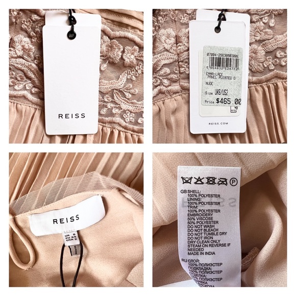 New! REISS London Emma Lace Pleated Fit & Flare Midi Dress - Picture 10 of 10